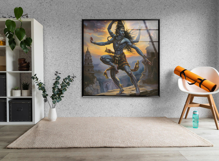 Lord Shiva Art Glass Wall Art glass art painting, glass art for the Wall
