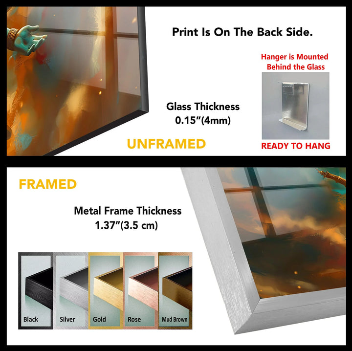 Lord Shiva Orange Glass Wall Art - MyPhotoStation