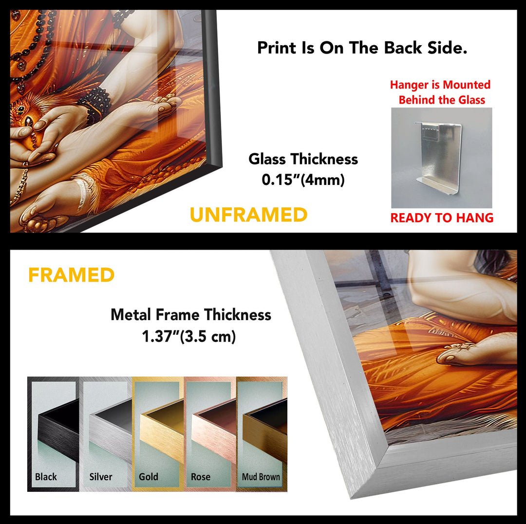 Lord Shiva God Orange Glass Wall Art