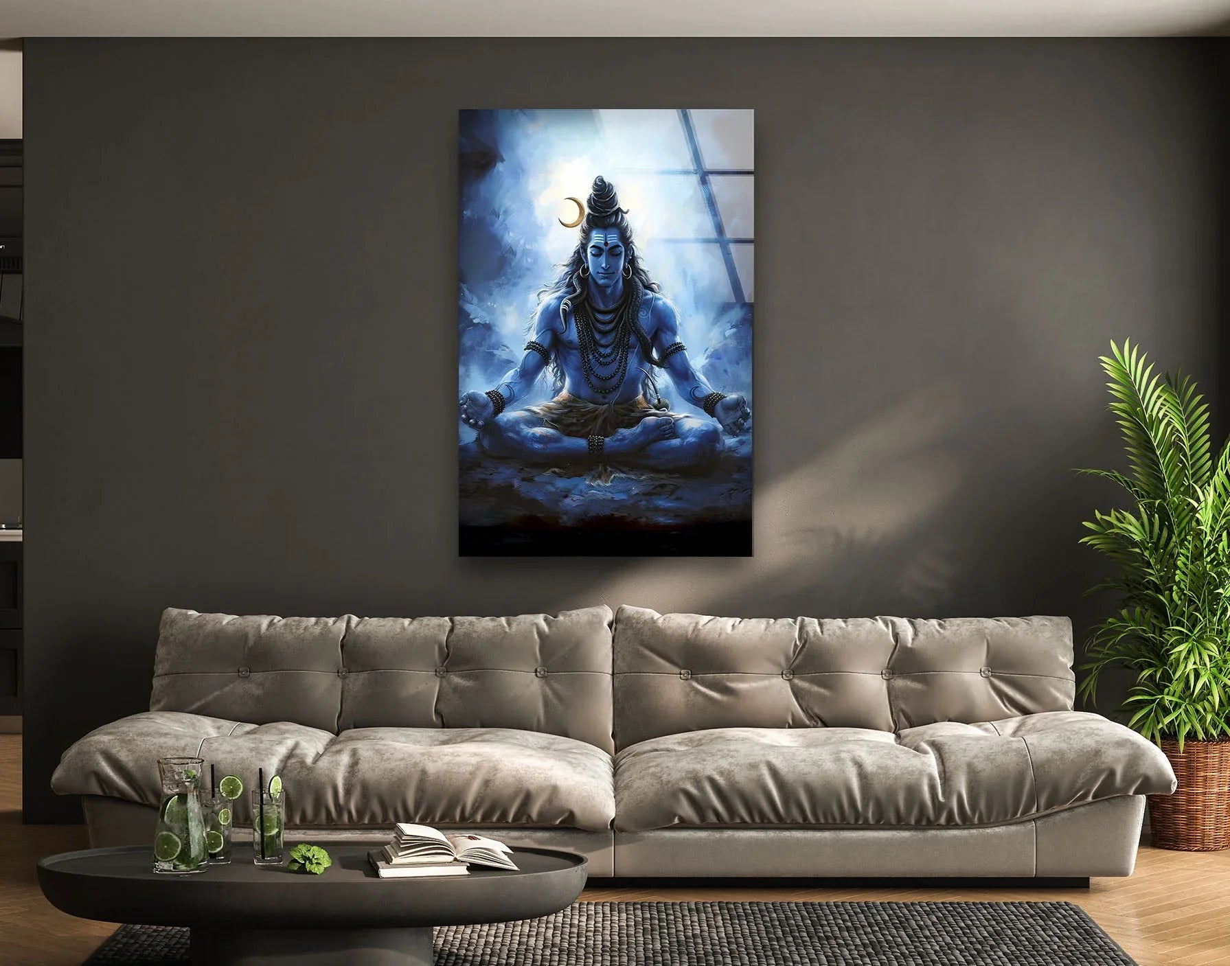 Lord Shiva Blue Wall Art – Meditative Home Decor – MyPhotoStation