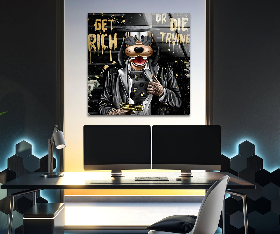 Lucky Gangster Dog Glass Wall Art glass photo prints, glass picture prints
