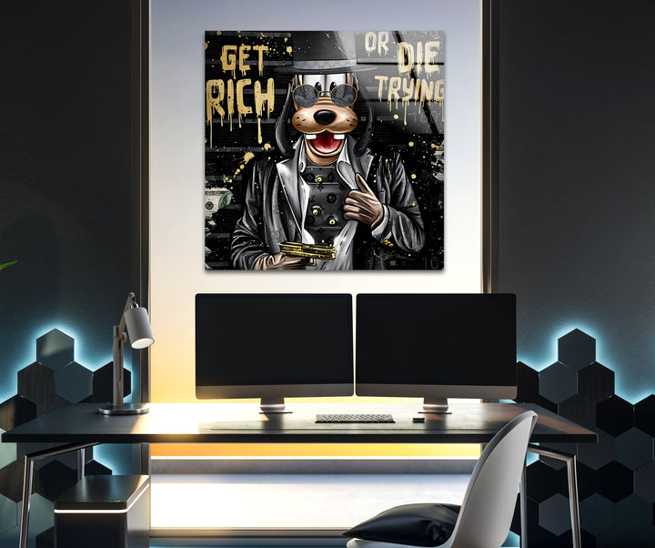 Lucky Gangster Dog Glass Wall Art glass photo prints, glass picture prints
