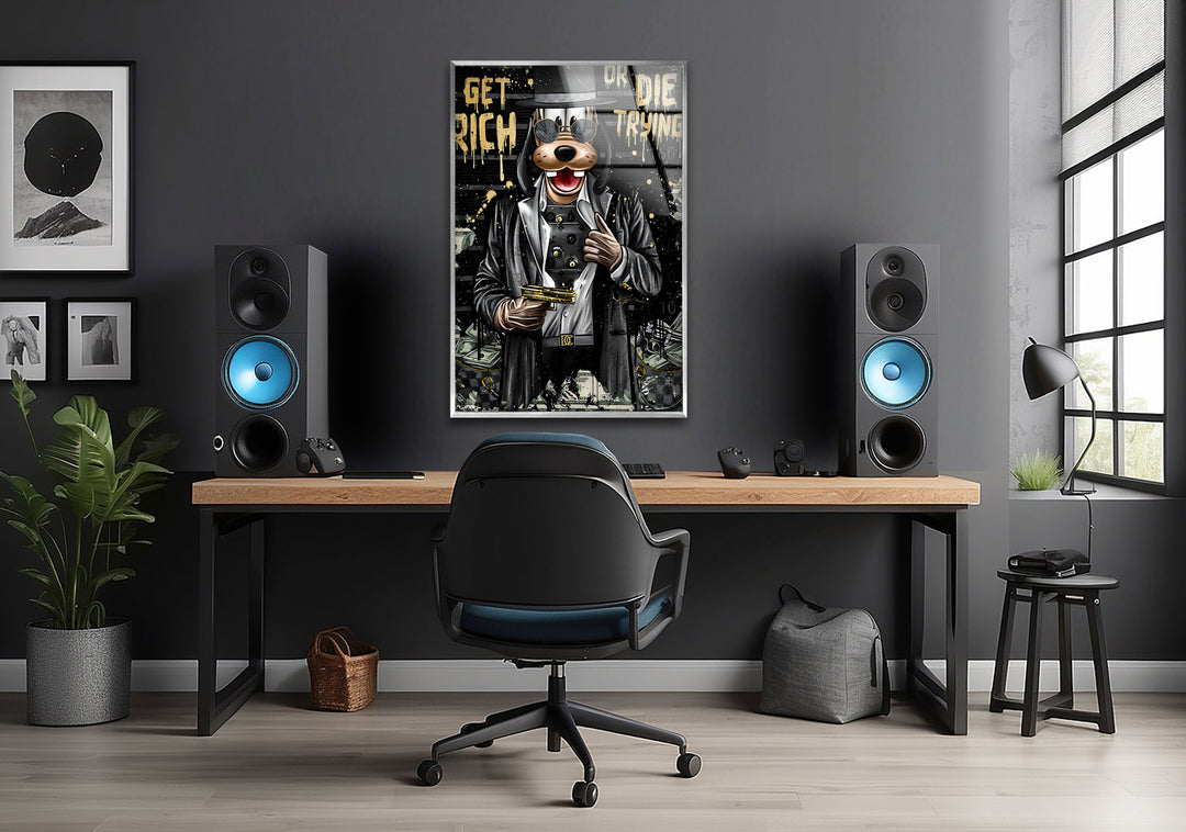 Lucky Gangster Dog Glass Wall Art glass image printing, glass prints from photos
