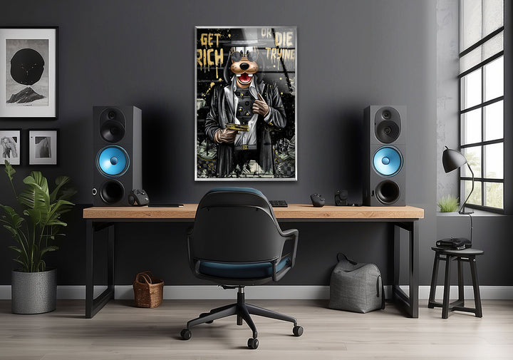 Lucky Gangster Dog Glass Wall Art glass image printing, glass prints from photos
