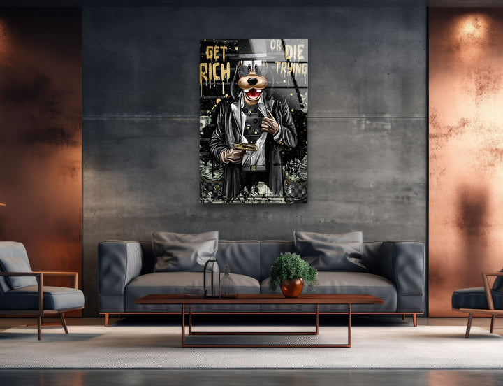 Lucky Gangster Dog Glass Wall Art glass pictures for Wall, glass prints wall art
