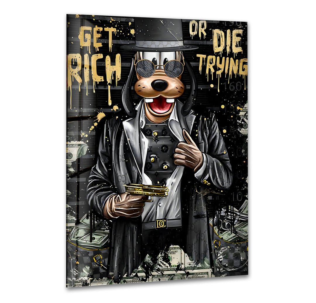 Lucky Gangster Dog Glass Wall Art glass art painting, glass art for the Wall
