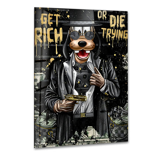 Lucky Gangster Dog Glass Wall Art glass art painting, glass art for the Wall
