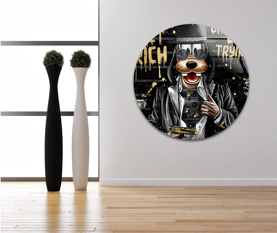 Lucky Gangster Dog Glass Wall Art large glass photo prints, glass wall photos
