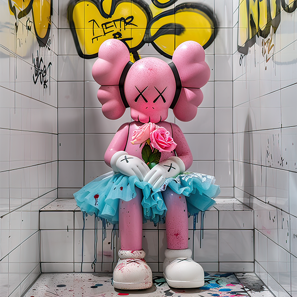 Kaws Pink Wall Decor – Bold Pop Art Statement – MyPhotoStation