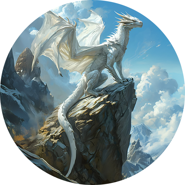 White Dragon Glass Wall Art – Frostborn Mountain Majesty