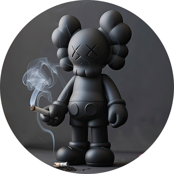 Kaws Smoking Glass Wall Art – Bold Artistic Decor – MyPhotoStation