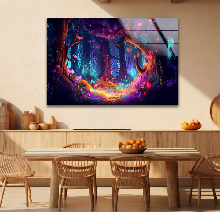 Enchanted Forest Wall Art – Mystical Glow in Fantasy Glass Print