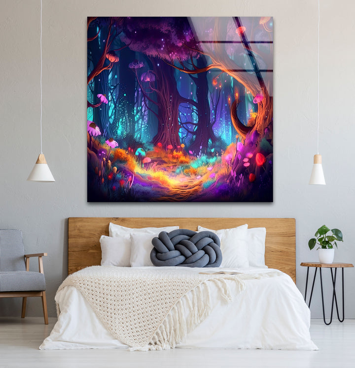 Enchanted Forest Wall Art – Mystical Glow in Fantasy Glass Print