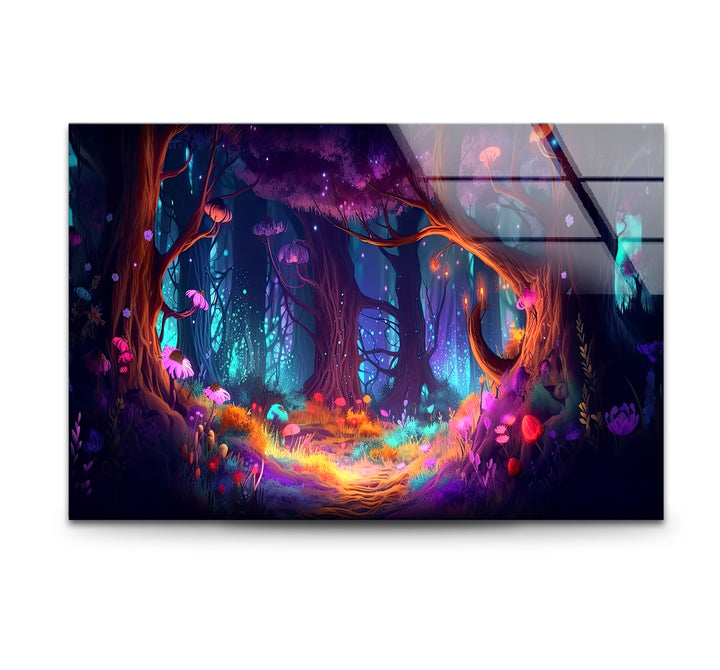 Enchanted Forest Wall Art – Mystical Glow in Fantasy Glass Print