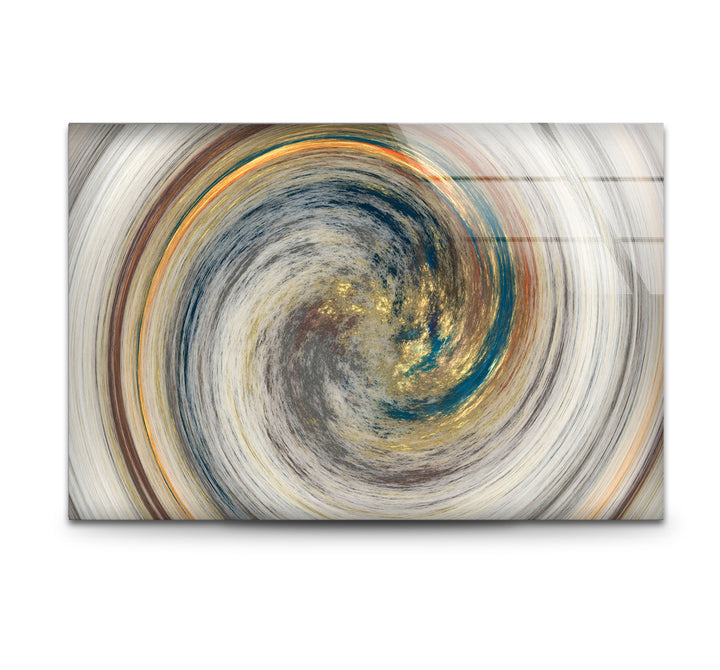 Golden Spiral Vortex Wall Art – Modern Abstract Swirl Glass Print