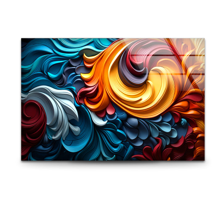Vibrant Flow Wall Art – Colorful Abstract Glass Print with 3D Texture