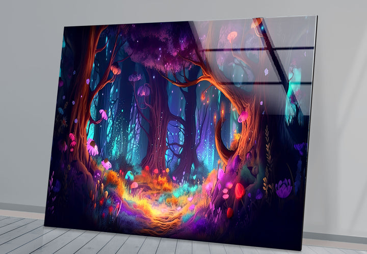 Enchanted Forest Wall Art – Mystical Glow in Fantasy Glass Print
