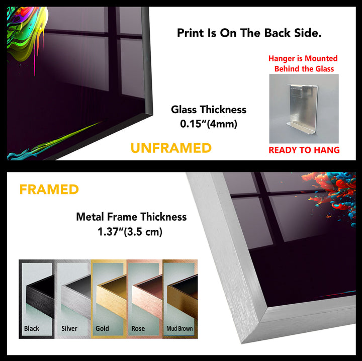 Farbenfrohe Fantasy-Baum-Wandkunst – Lebendiges abstraktes Glasdruck-Design