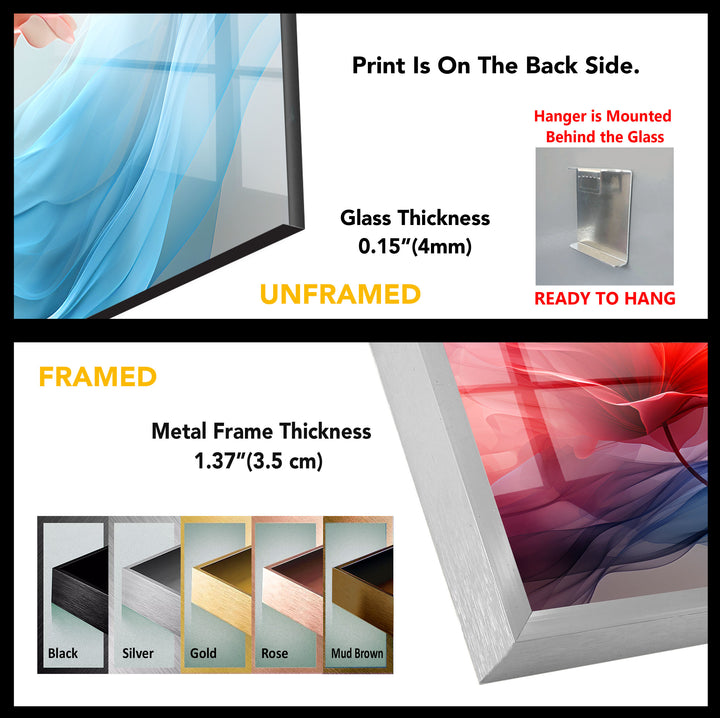 Twin Petal Flow Glass Wall Art – Abstract Floral Beauty in Motion