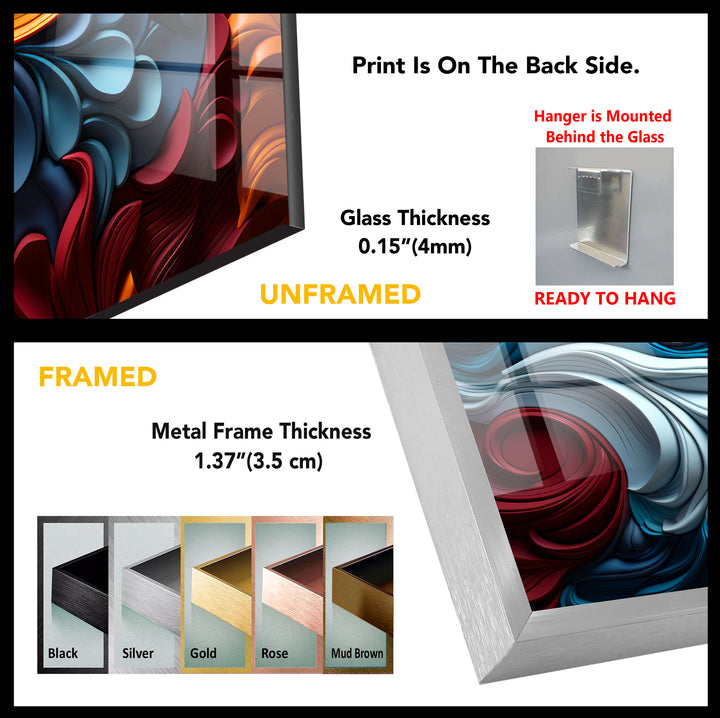 Vibrant Flow Wall Art – Colorful Abstract Glass Print with 3D Texture