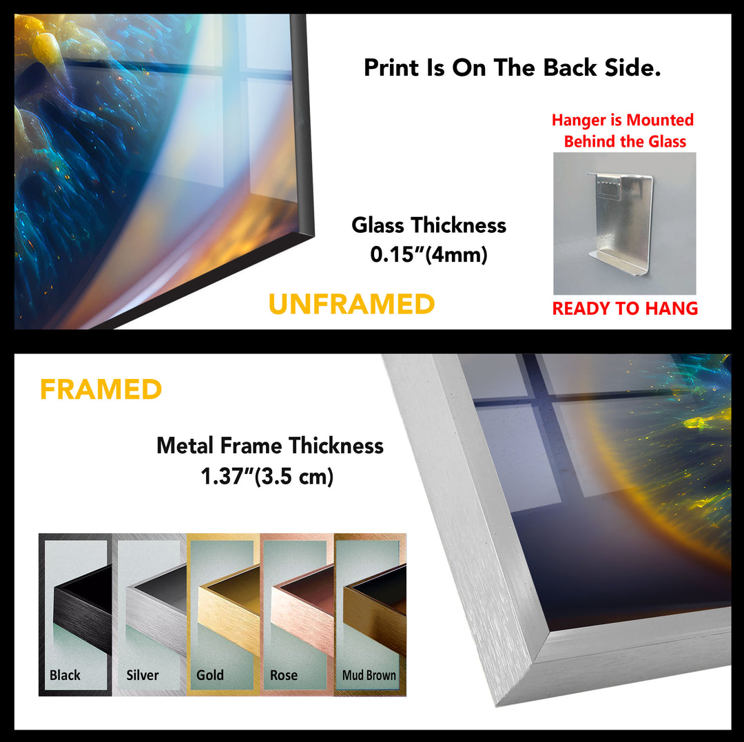 Feurige abstrakte Augen-Wandkunst – Lebendiges Iris-Glasdruck-Design