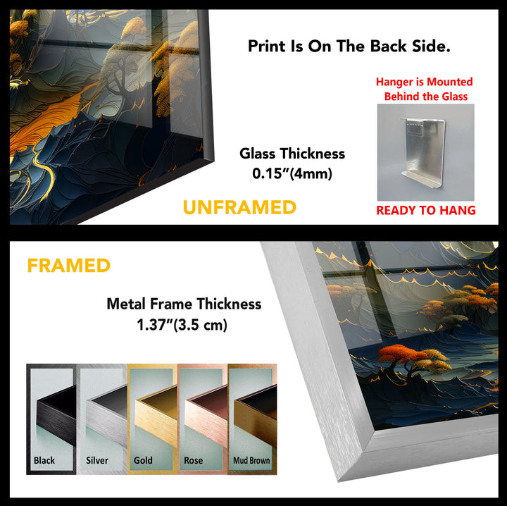 Fantasy Moonlit Landscape Wall Art – Surreal Glass Print with Golden River