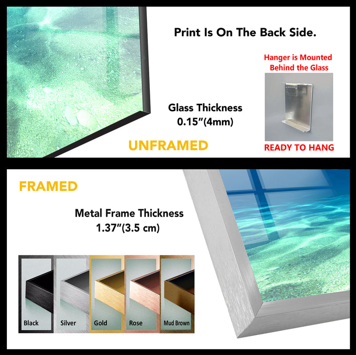 Underwater Ocean Floor Wall Art – Tranquil Blue Sea Glass Print Design
