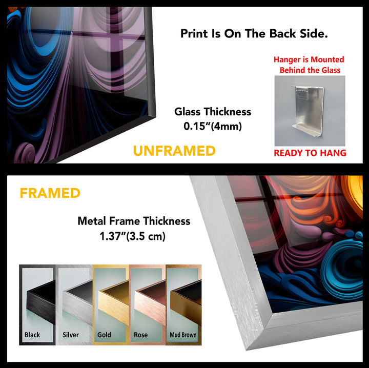 Vibrant Swirl Glass Wall Art – Bold Abstract Color Wave Design