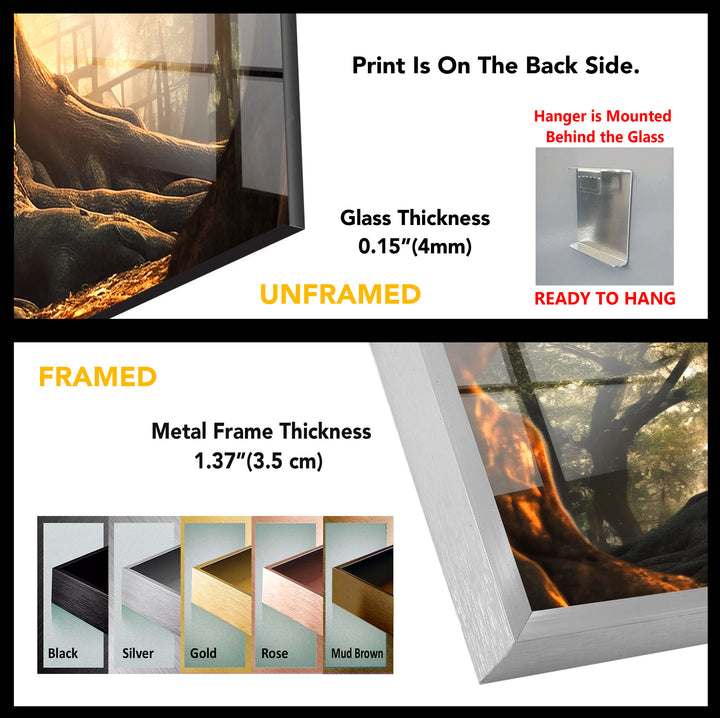 Buddha Under Tree Wall Art – Tranquil Sunrise Meditation Glass Print