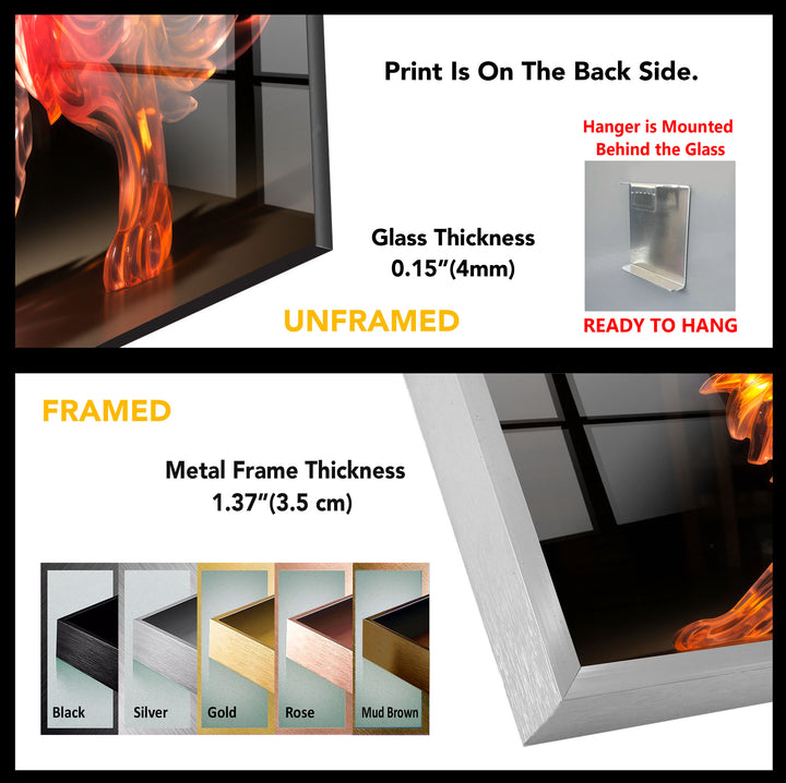 Glowing Wolf Wall Art – Abstract Fiery Glass Sculpture Print Design