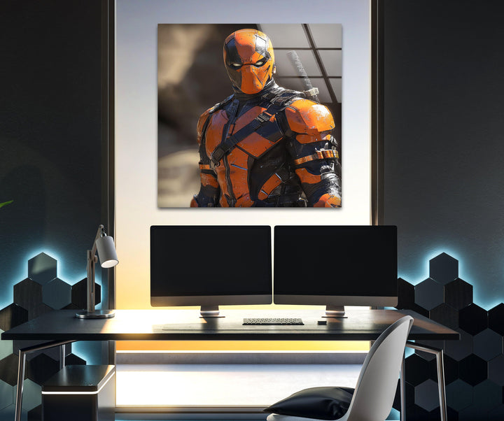 DeathStroke Orange Glass Wall Art glass image printing, glass prints from photos
