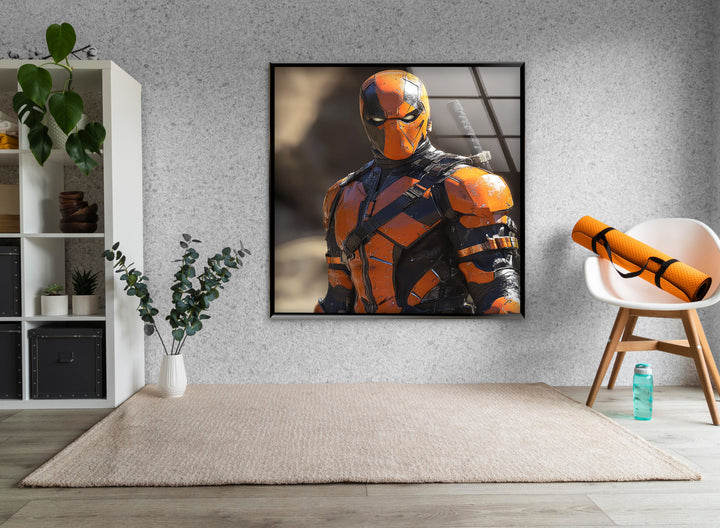 DeathStroke Orange Glass Wall Art glass photo prints, glass picture prints
