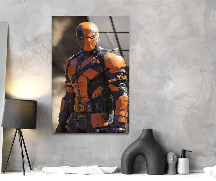 DeathStroke Orange Glass Wall Art photo print on glass, prints on glass wall art
