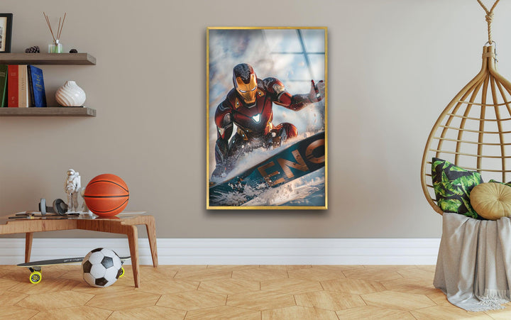 Marvel Iron Man Surfing  Print Photographs on Glass Today