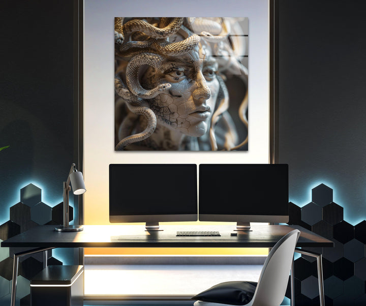 Greek Mythology Medusa Photo on Glass