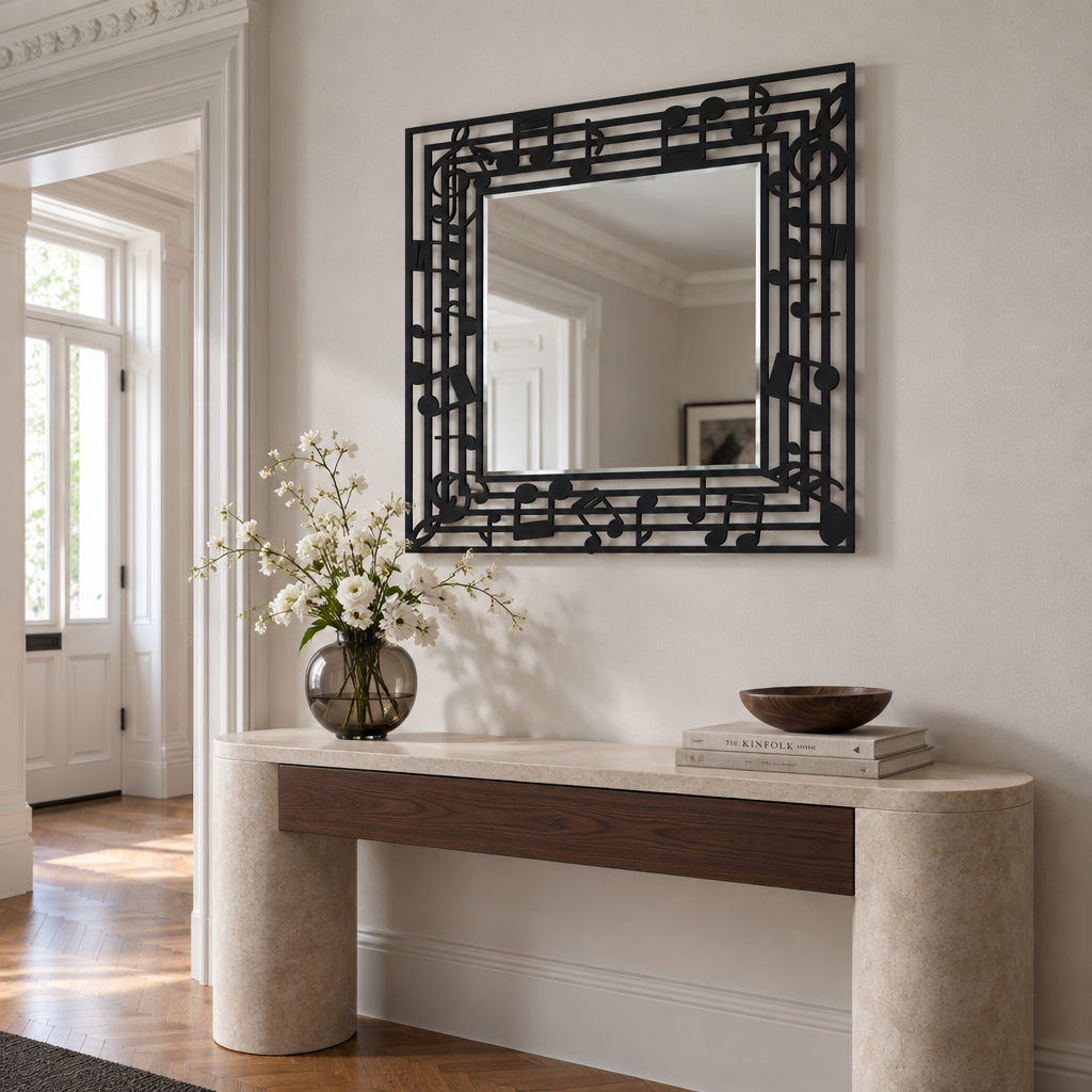 Décoration ronde à motif grec Miroir Mural–Décoration murale miroir classique moderne