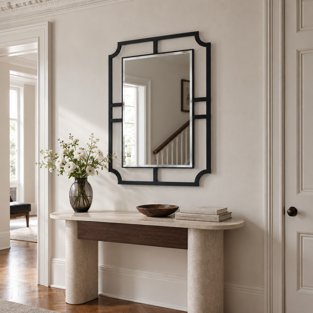 Décoration ronde à motif grec Miroir Mural–Décoration murale miroir classique moderne