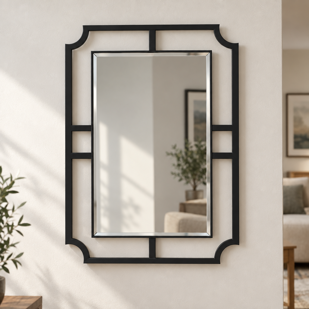 Décoration ronde à motif grec Miroir Mural–Décoration murale miroir classique moderne