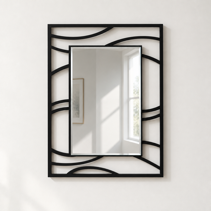 Llave griega redonda decorativa Espejo De Pared – Decoración de pared con espejo clásico moderno