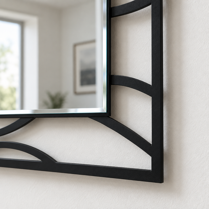 Llave griega redonda decorativa Espejo De Pared – Decoración de pared con espejo clásico moderno