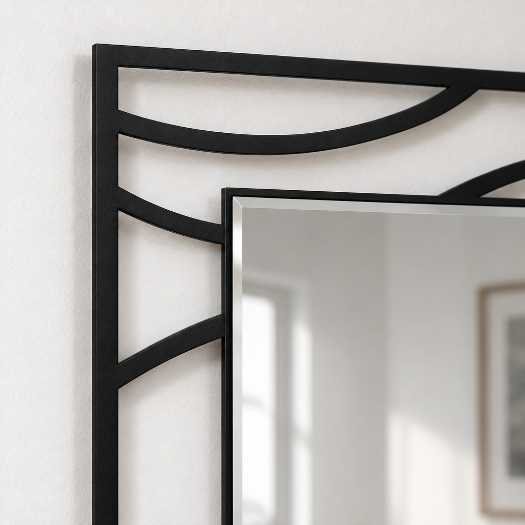 Llave griega redonda decorativa Espejo De Pared – Decoración de pared con espejo clásico moderno