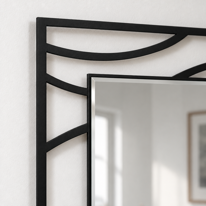 Llave griega redonda decorativa Espejo De Pared – Decoración de pared con espejo clásico moderno