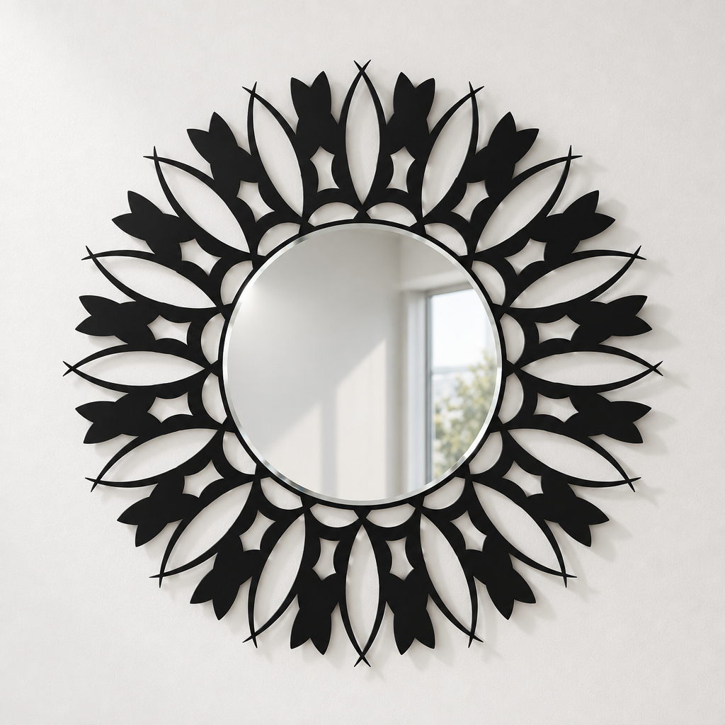 Llave griega redonda decorativa Espejo De Pared – Decoración de pared con espejo clásico moderno