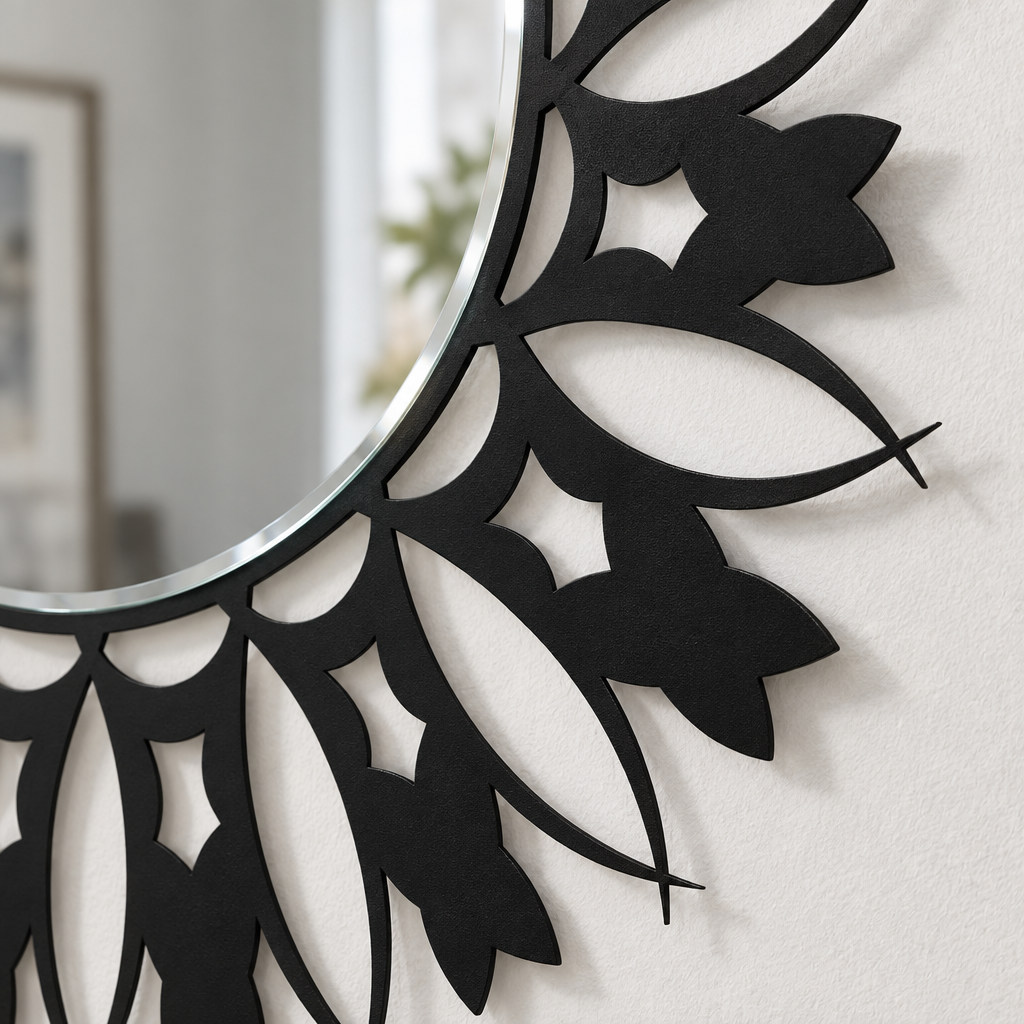 Llave griega redonda decorativa Espejo De Pared – Decoración de pared con espejo clásico moderno
