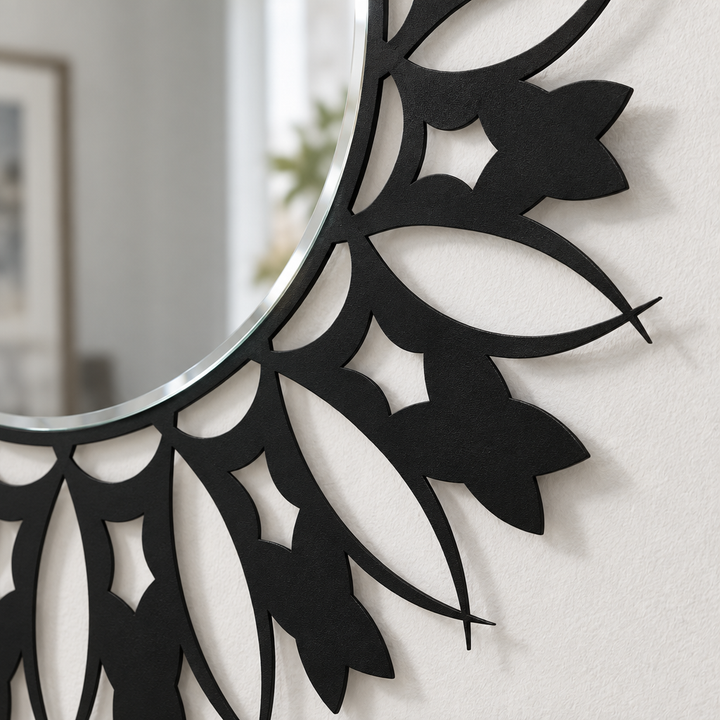 Llave griega redonda decorativa Espejo De Pared – Decoración de pared con espejo clásico moderno