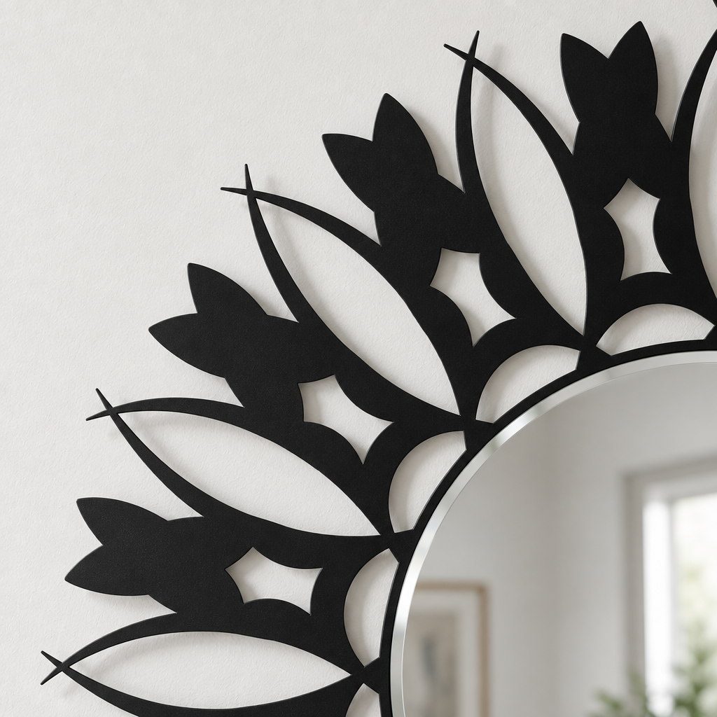 Llave griega redonda decorativa Espejo De Pared – Decoración de pared con espejo clásico moderno