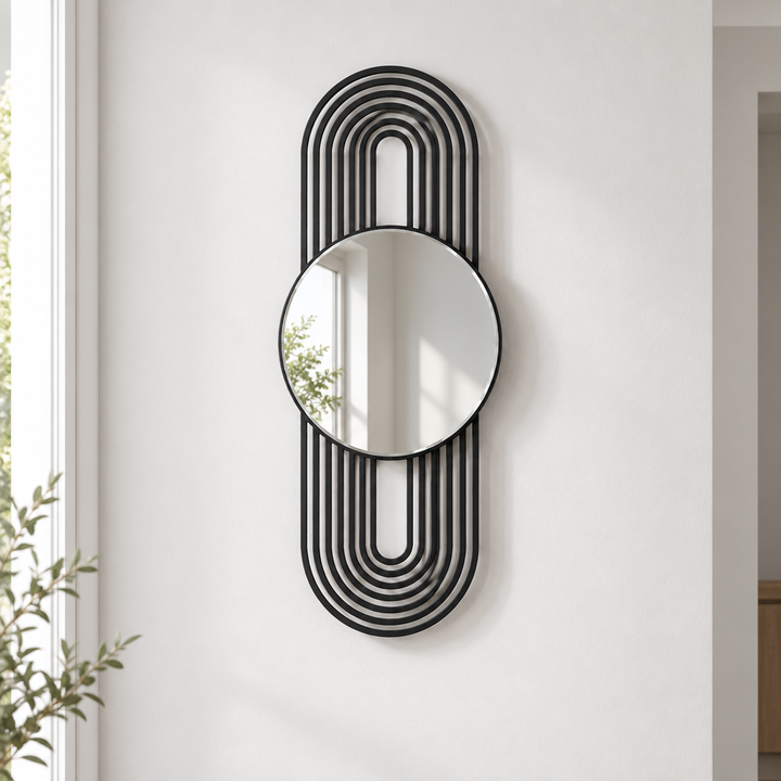 Décoration ronde à motif grec Miroir Mural–Décoration murale miroir classique moderne