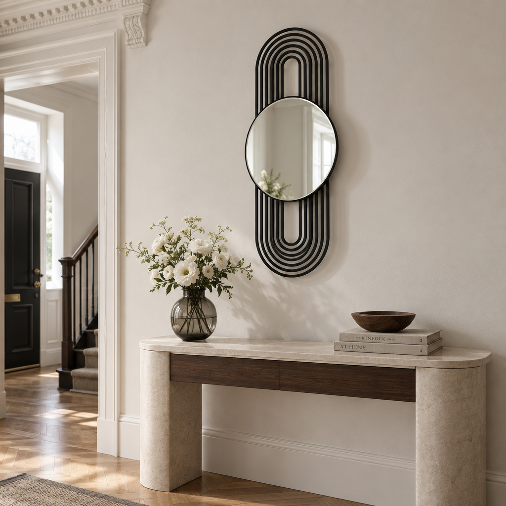 Décoration ronde à motif grec Miroir Mural–Décoration murale miroir classique moderne