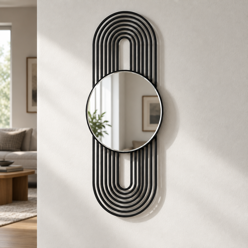 Décoration ronde à motif grec Miroir Mural–Décoration murale miroir classique moderne