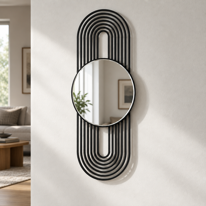 Décoration ronde à motif grec Miroir Mural–Décoration murale miroir classique moderne